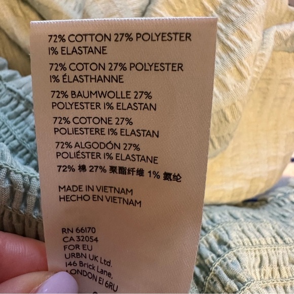 Anthropologie Rebecca Long Sleeve Smocked Waist Peasant Top Mint Green Sz L (j6) - Picture 10 of 11